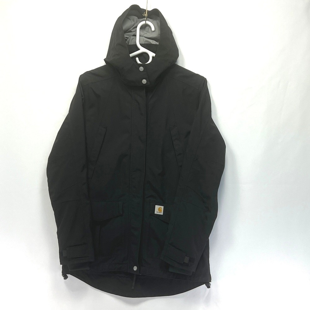 Carhartt Shoreline Jacket Womens Small Utility Black Waterproof Hooded Coat